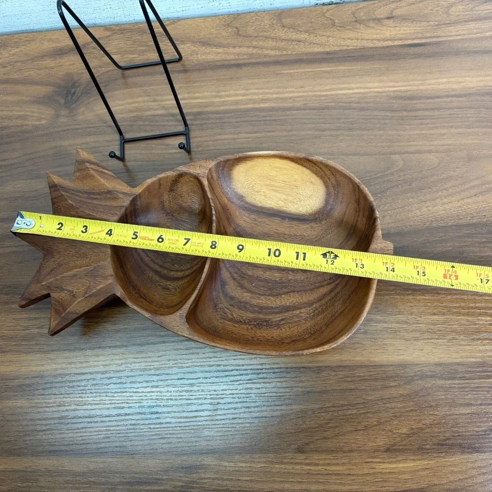 Vintage Waikiki‎ Woods Hawaii Monkey Pod Pineapple Shape Wooden Bowl 14